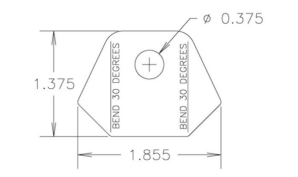 4130 1/8" THK, 3/8" HOLE, 15/16" HT, BENT CHASSIS TAB - QTY 2